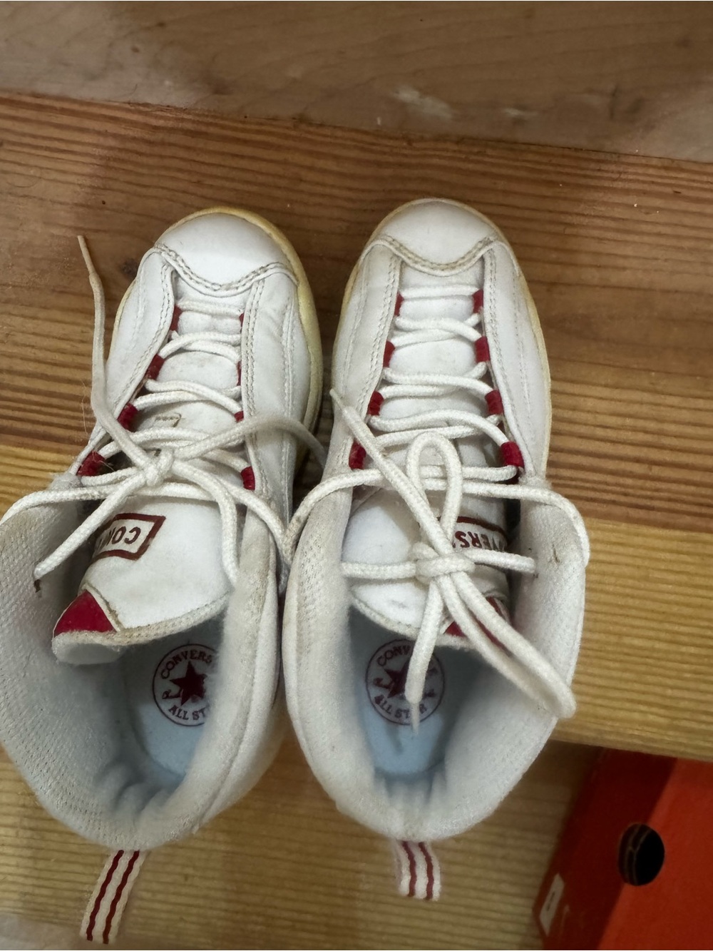 Converse Kids White High-Top Sneakers with Red Accents